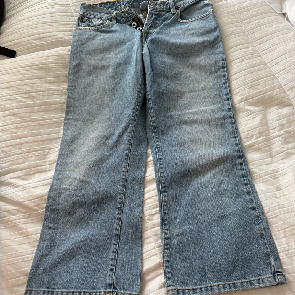 Lucky Brand Light Blue Flared Crop boot cut jeans
